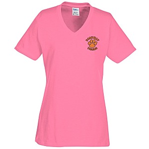 Ladies V-Neck Salty Papa's T-Shirt in Pink
